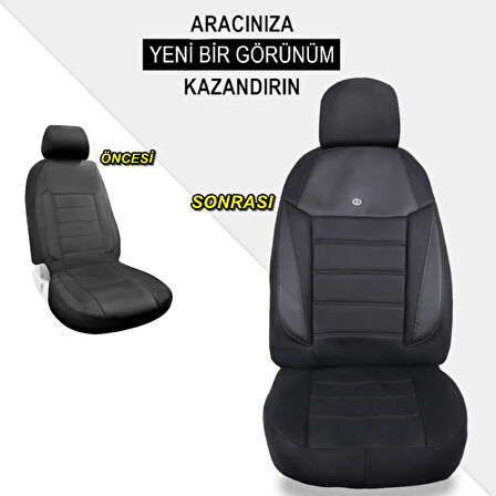 Fiat Punto Araçlara Uyumlu Oto Koltuk Kılıfı Seti - Yıldız Serisi Siyah