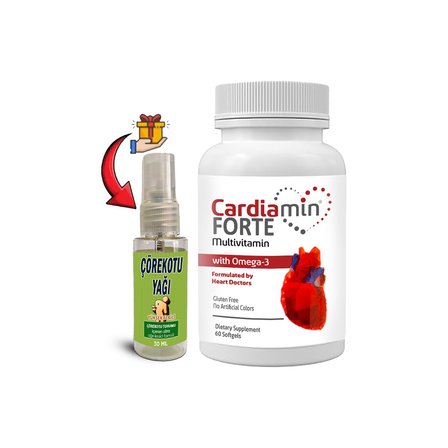 Cardiamin Forte 1 Kutu Multivitaminli Omega3lü 60 Soft Jel Kapsüllü Formül + Çörek Otu Yağı 30 ml
