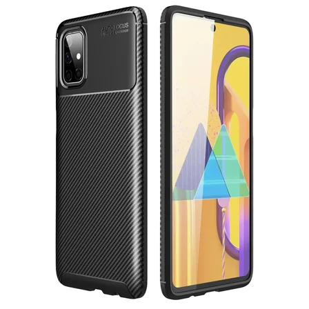 Newface Samsung Galaxy M51 Kılıf Auto Focus Karbon Kapak - Siyah