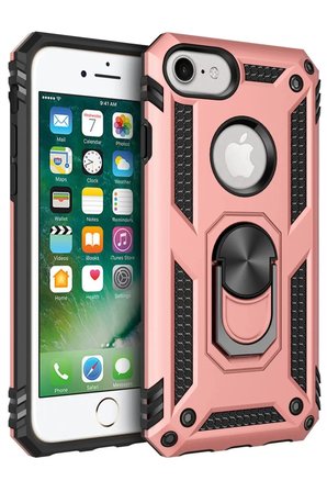 Newface Apple iPhone 7 Kılıf Sofya Yüzüklü Silikon Kapak - Rose