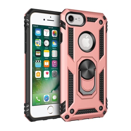 Newface Apple iPhone 7 Kılıf Sofya Yüzüklü Silikon Kapak - Rose