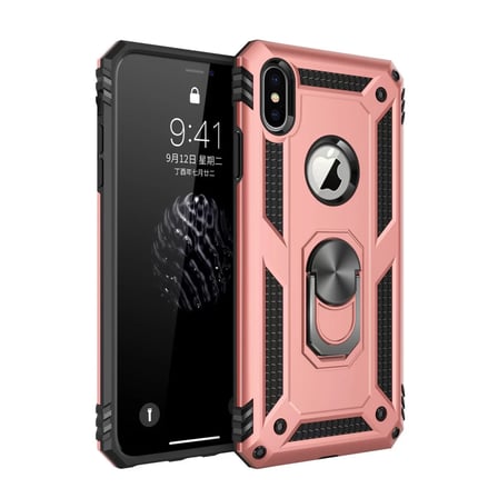 Newface Apple iPhone X Kılıf Sofya Yüzüklü Silikon Kapak - Rose