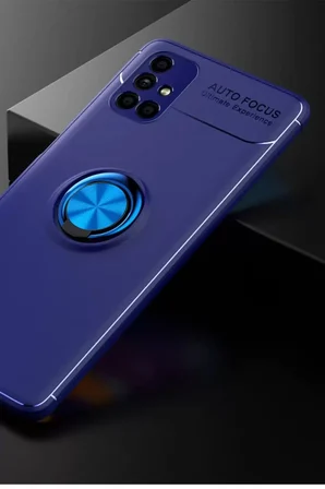 Newface Samsung Galaxy M51 Kılıf Range Yüzüklü Silikon - Mavi
