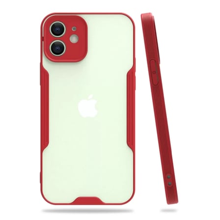 Newface Apple iPhone 12 Kılıf Platin Silikon - Kırmızı