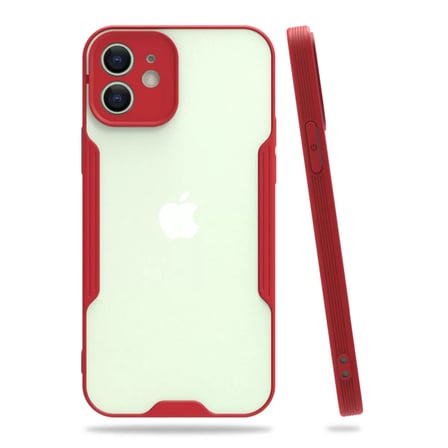 Newface Apple iPhone 12 Kılıf Platin Silikon - Kırmızı