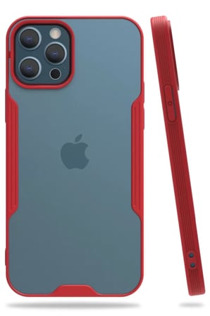 Newface Apple iPhone 12 Pro Max Kılıf Platin Silikon - Kırmızı