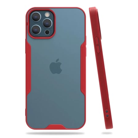 Newface Apple iPhone 12 Pro Max Kılıf Platin Silikon - Kırmızı