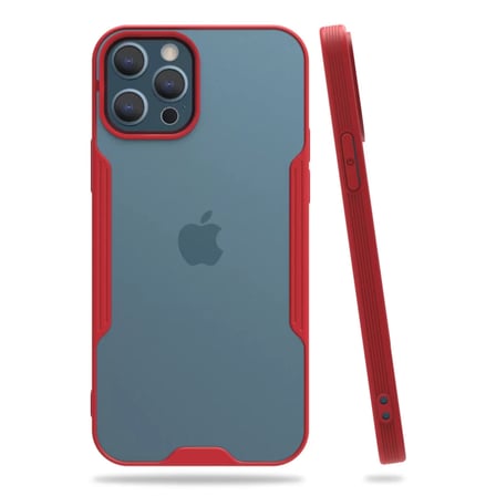 Newface Apple iPhone 12 Pro Max Kılıf Platin Silikon - Kırmızı