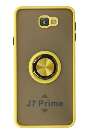 Newface Samsung Galaxy J7 Prime Kılıf Montreal Yüzüklü Silikon Kapak - Sarı