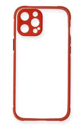 Newface Apple iPhone 12 Kılıf Miami Şeffaf Silikon - Kırmızı