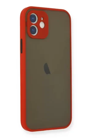 Newface Apple iPhone 12 Mini Kılıf Montreal Silikon Kapak - Kırmızı