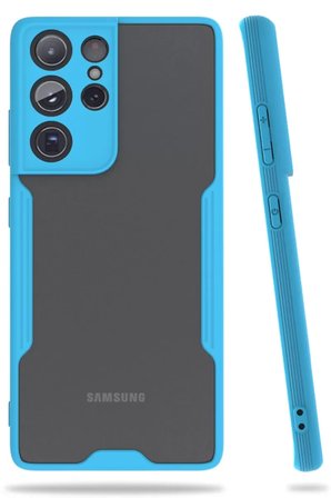 Newface Samsung Galaxy S21 Ultra Kılıf Platin Silikon - Mavi