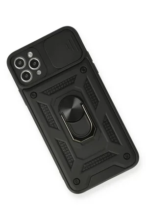 Newface Apple iPhone 11 Pro Kılıf Pars Lens Yüzüklü Silikon - Siyah