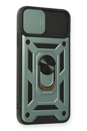 Newface Apple iPhone 11 Pro Kılıf Pars Lens Yüzüklü Silikon - Yeşil