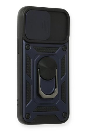 Newface Apple iPhone 12 Mini Kılıf Pars Lens Yüzüklü Silikon - Lacivert