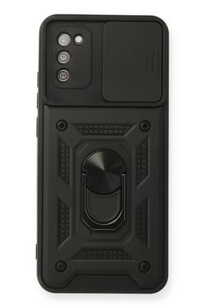 Newface Samsung Galaxy A02S Kılıf Pars Lens Yüzüklü Silikon - Siyah