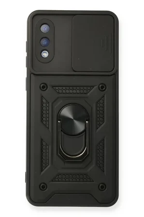 Newface Samsung Galaxy A02 Kılıf Pars Lens Yüzüklü Silikon - Siyah
