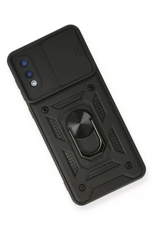 Newface Samsung Galaxy A02 Kılıf Pars Lens Yüzüklü Silikon - Siyah