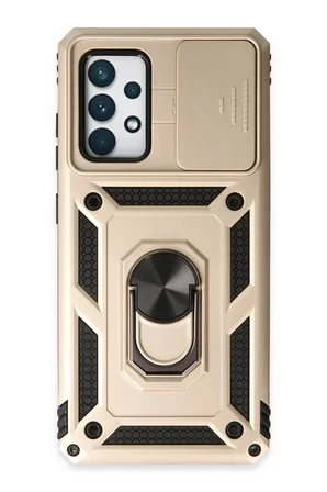 Newface Samsung Galaxy A72 Kılıf Pars Lens Yüzüklü Silikon - Gold