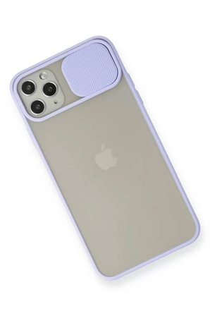 Newface Apple iPhone 11 Pro Max Kılıf Palm Buzlu Kamera Sürgülü Silikon - Lila