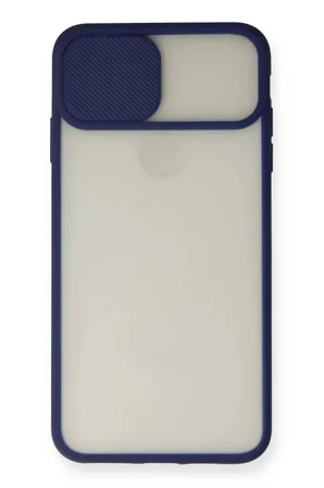 Newface Apple iPhone XS Max Kılıf Palm Buzlu Kamera Sürgülü Silikon - Lacivert
