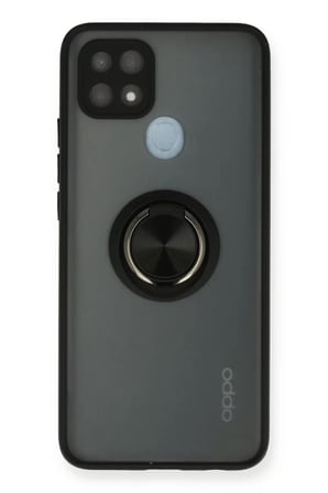 Newface Oppo A15 Kılıf Montreal Yüzüklü Silikon Kapak - Siyah