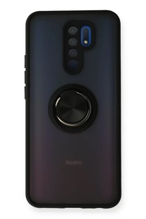 Newface Xiaomi Redmi 9 Kılıf Montreal Yüzüklü Silikon Kapak - Siyah
