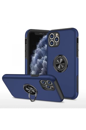 Newface Apple iPhone 11 Pro Max Kılıf Elit Yüzüklü Kapak - Lacivert