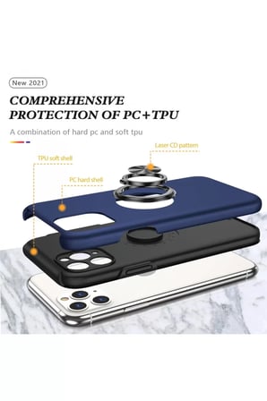Newface Apple iPhone 11 Pro Max Kılıf Elit Yüzüklü Kapak - Lacivert