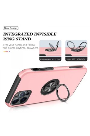 Newface Apple iPhone 12 Pro Max Kılıf Elit Yüzüklü Kapak - Pembe