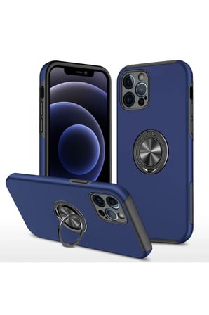 Newface Apple iPhone 12 Pro Max Kılıf Elit Yüzüklü Kapak - Lacivert