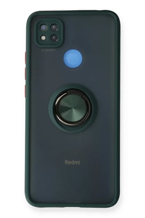Newface Xiaomi Redmi 9C Kılıf Montreal Yüzüklü Silikon Kapak - Yeşil