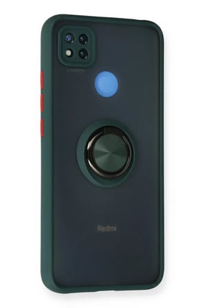 Newface Xiaomi Redmi 9C Kılıf Montreal Yüzüklü Silikon Kapak - Yeşil