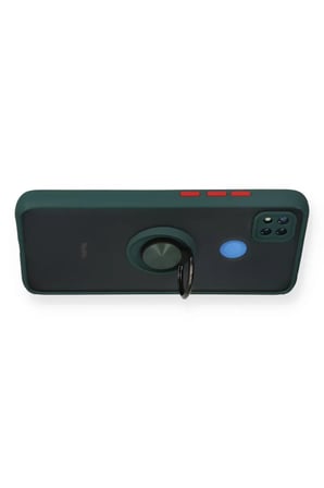 Newface Xiaomi Redmi 9C Kılıf Montreal Yüzüklü Silikon Kapak - Yeşil