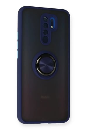 Newface Xiaomi Redmi 9 Kılıf Montreal Yüzüklü Silikon Kapak - Lacivert