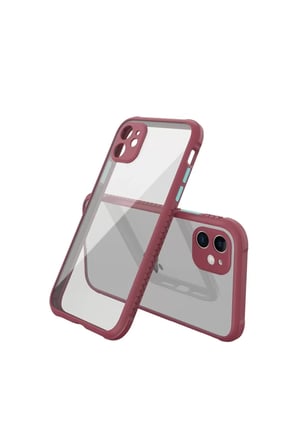 Newface Apple iPhone 12 Mini Kılıf Miami Şeffaf Silikon - Fuşya