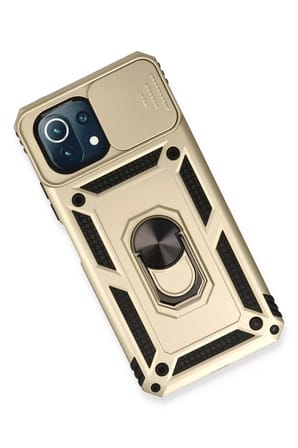 Newface Xiaomi Mİ 11 Lite Kılıf Pars Lens Yüzüklü Silikon - Gold