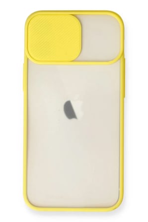 Newface Apple iPhone 11 Kılıf Palm Buzlu Kamera Sürgülü Silikon - Sarı