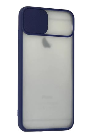Newface Apple iPhone 6 Plus Kılıf Palm Buzlu Kamera Sürgülü Silikon - Lacivert