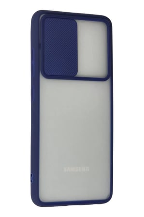 Newface Samsung Galaxy A72 Kılıf Palm Buzlu Kamera Sürgülü Silikon - Lacivert