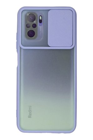 Newface Xiaomi Redmi Note 10 Kılıf Palm Buzlu Kamera Sürgülü Silikon - Lila