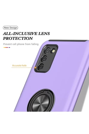 Newface Samsung Galaxy A02S Kılıf Elit Yüzüklü Kapak - Mor