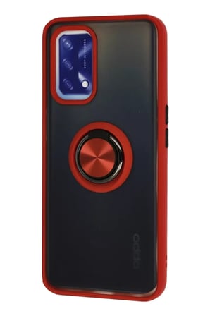 Newface Oppo A74 4G Kılıf Montreal Yüzüklü Silikon Kapak - Kırmızı