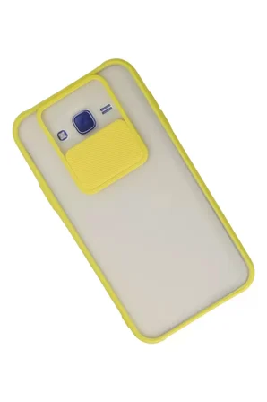 Newface Samsung Galaxy J7 Kılıf Palm Buzlu Kamera Sürgülü Silikon - Sarı