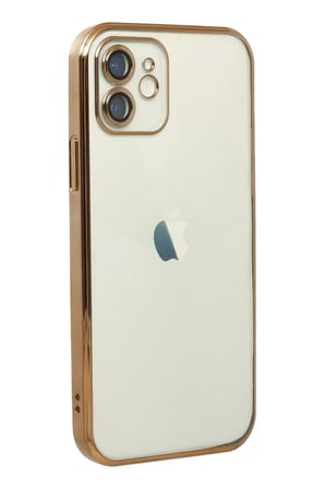 Newface Apple iPhone 12 Kılıf Razer Lensli Silikon - Gold