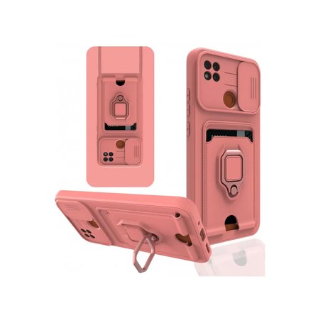 Newface Xiaomi Redmi 9C Kılıf Zuma Kartvizitli Yüzüklü Silikon - Pembe