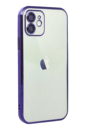 Newface Apple iPhone 12 Kılıf Razer Lensli Silikon - Mor