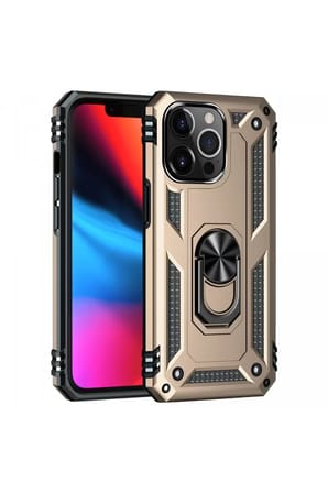 Newface Apple iPhone 13 Pro Kılıf Sofya Yüzüklü Silikon Kapak - Gold