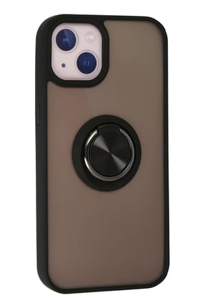 Newface Apple iPhone 13 Kılıf Montreal Yüzüklü Silikon Kapak - Siyah