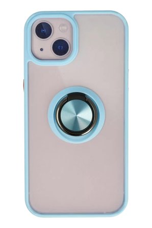 Newface Apple iPhone 13 Kılıf Montreal Yüzüklü Silikon Kapak - Buz Mavi